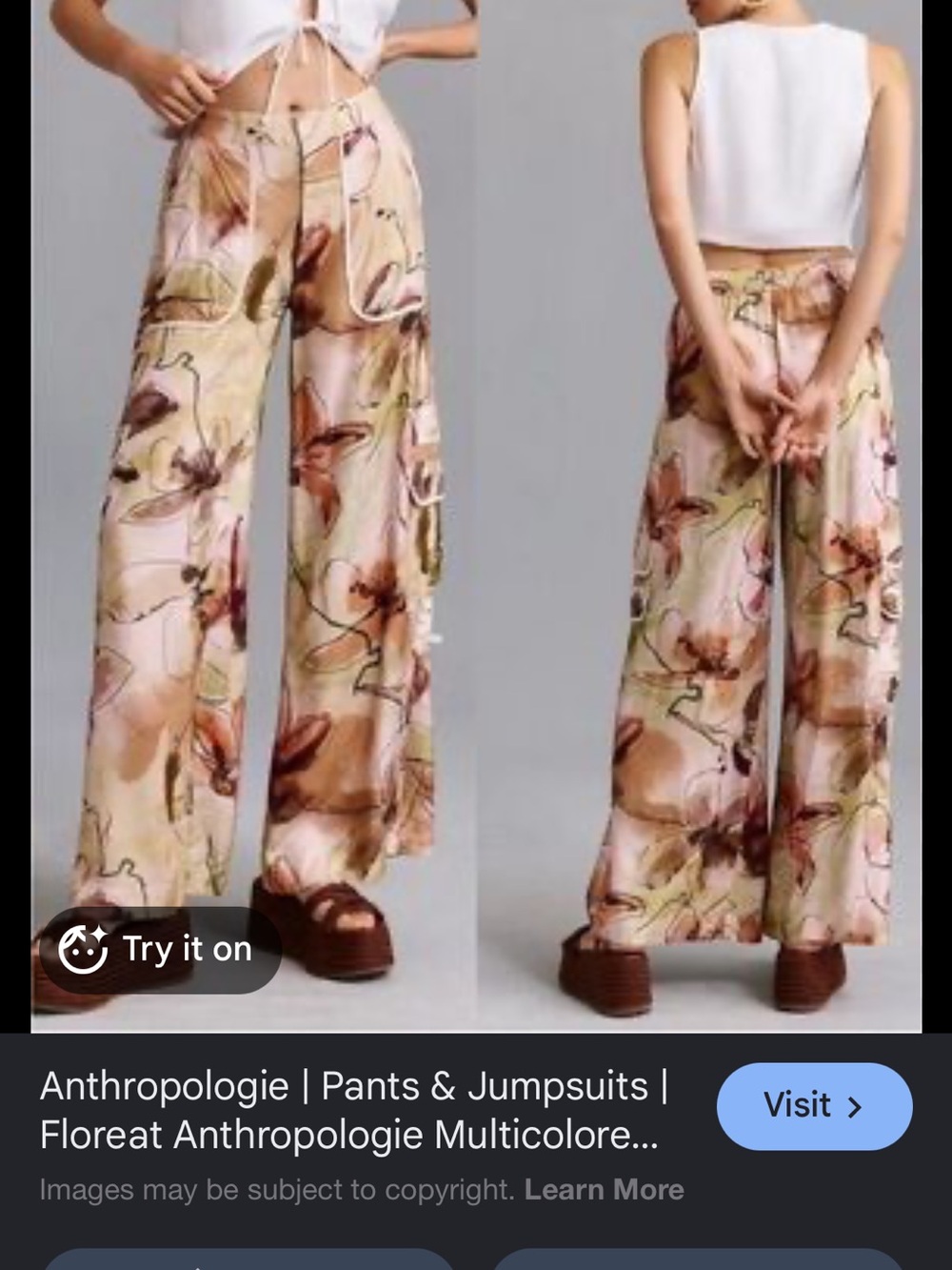 Anthropologie Multicolor Floral Wide-Leg Palazzo Pants